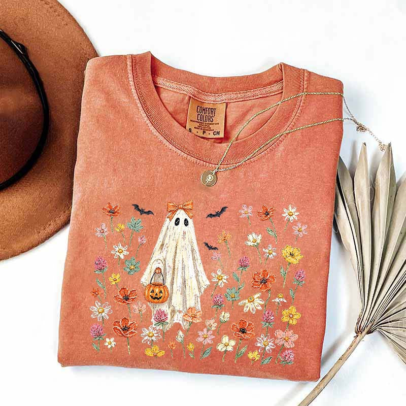 Coquette Floral Ghost Wildflowers Cute T-Shirt
