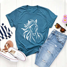 Simple Floral Horse T-Shirt