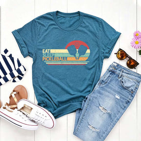 Retro Eat Sleep Pickleball T-Shirt