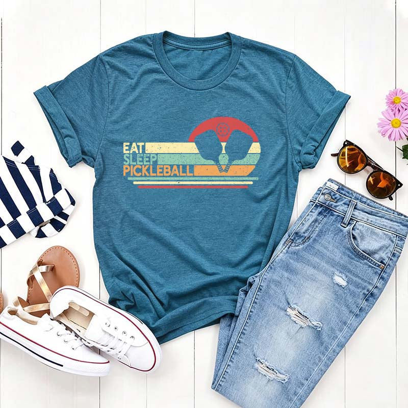 Retro Eat Sleep Pickleball T-Shirt