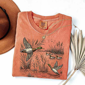Retro Flying Mallard Duck T-Shirt