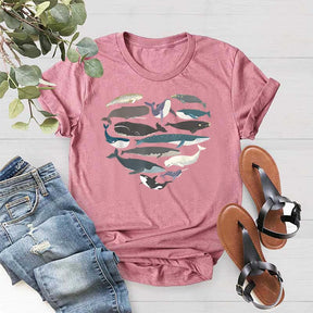 Whale Heart Graphic Ocean Lover T-Shirt