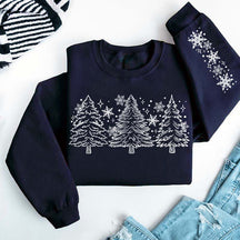 Christmas Snow Trees With Sleeve Sweatshirt