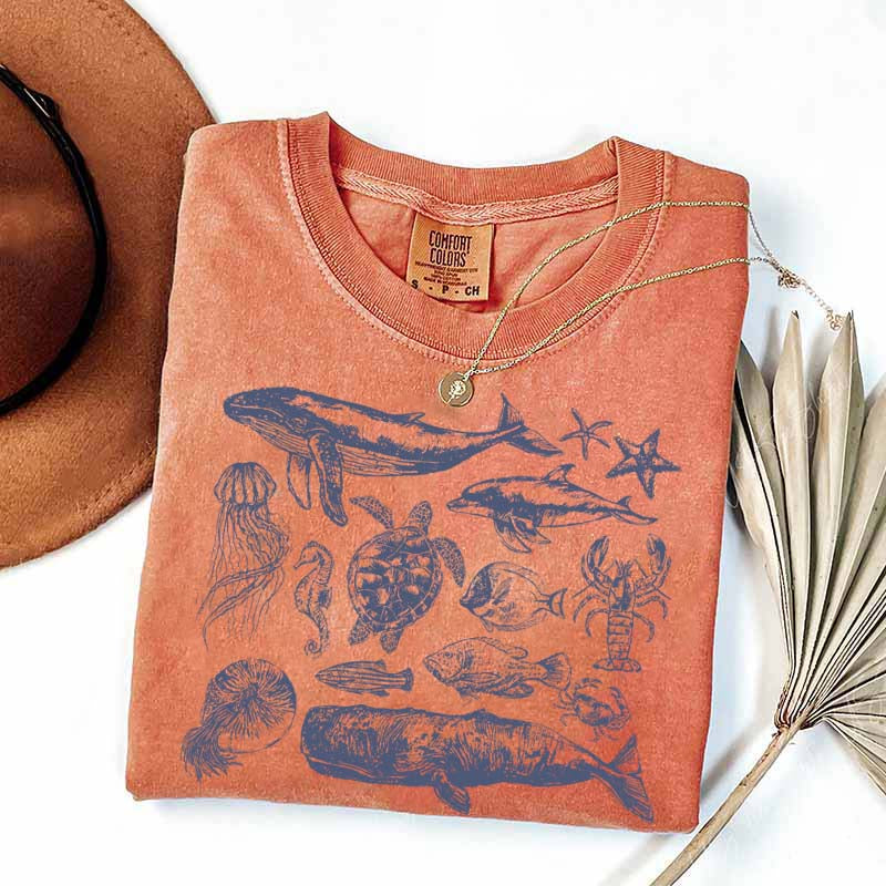 Vintage 90s Sea Animals Ocean Life T-Shirt