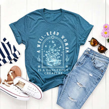 A Well Read Woman Is A Dangerous Creature Floral T-Shirt