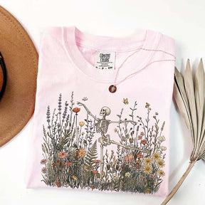 Skeleton Dancing Arabesque Wildflower Botanical Floral T-Shirt