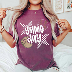 Checkered Star Sports Baseball Game Day T-Shirt