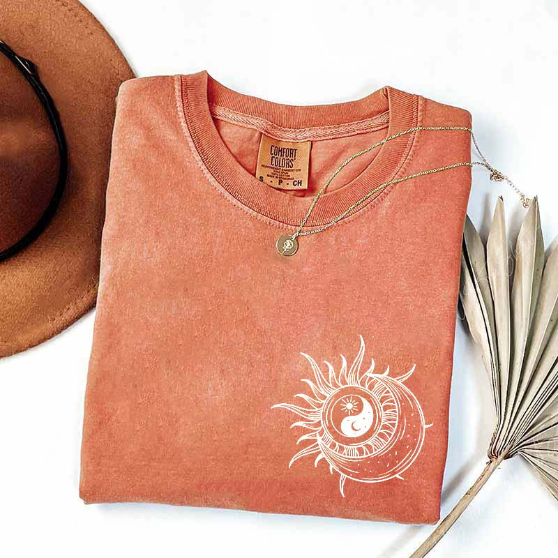 Boho Mystical Moon And Sun Yin Yang T-Shirt
