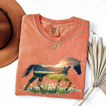 Comfort Colors Floral Horse Lover Cute T-Shirt