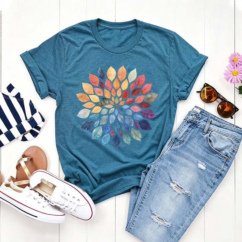 Floral Mandala Yoga Leaves T-Shirt
