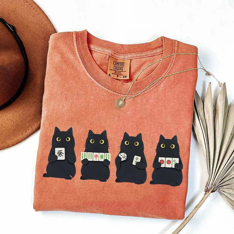 Mahjong Black Cat Game Night T-Shirt