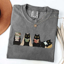 Black Cats Reading T-Shirt