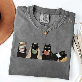 Black Cats Reading T-Shirt