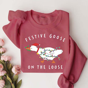 Xmas Duck Festive Goose On The Loose Sweatshirt