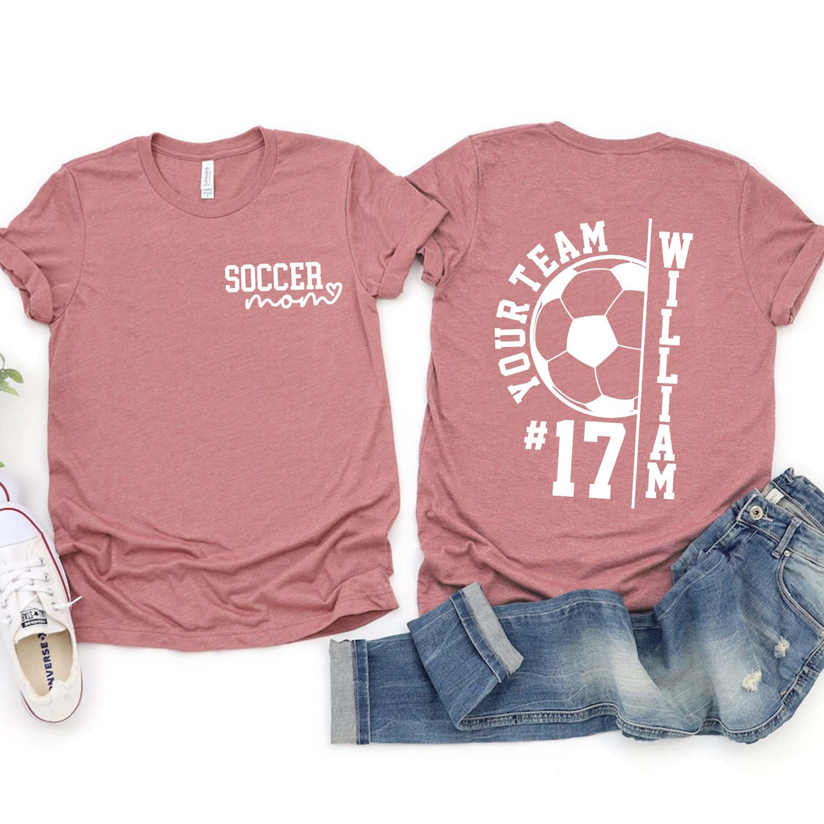 Custom Soccer Team Mom Kids Name & Number T-Shirt