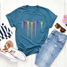 Colorful Dog Paw Heart T-Shirt