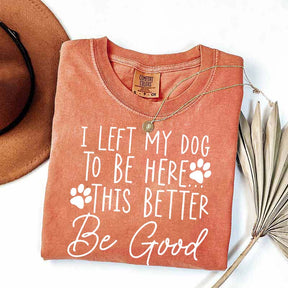 I Left My Dog To Be Here This Better Be Good Funny T-Shirt