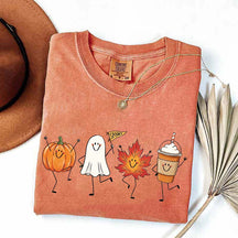 Happy Fall Doodle Smiling Spooky T-Shirt