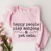 Happy People Play Mahjong & Pet Cats Sweatshirt