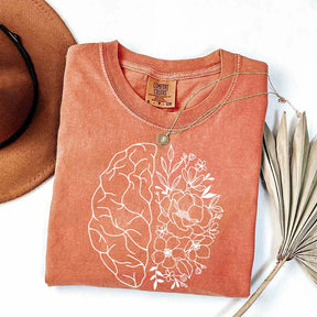 Mental Health Floral Brain Anatomy T-Shirt
