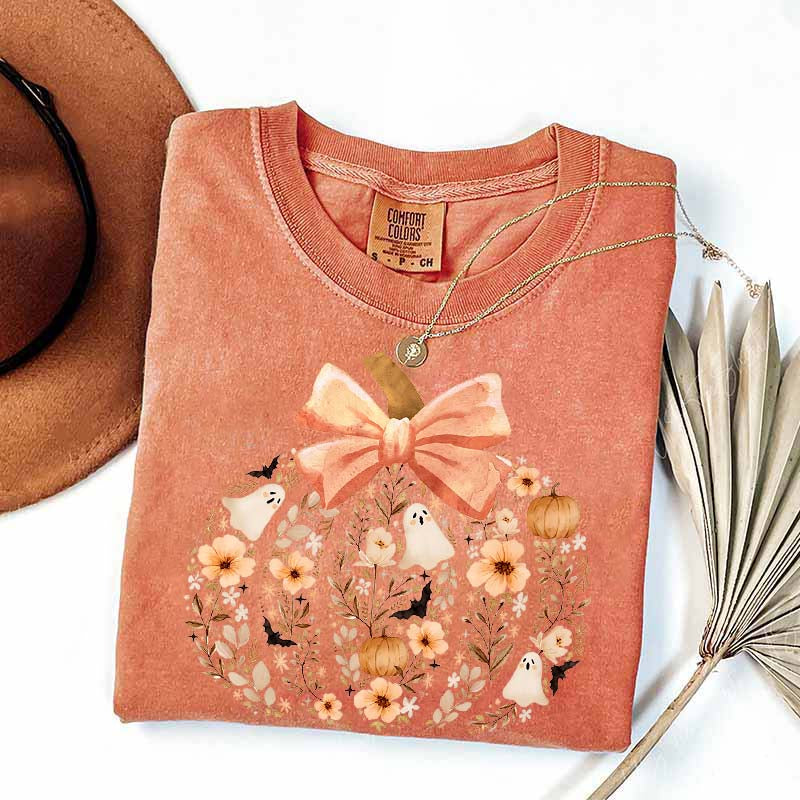 Vintage Floral Pumpkin Cute Halloween T-Shirt