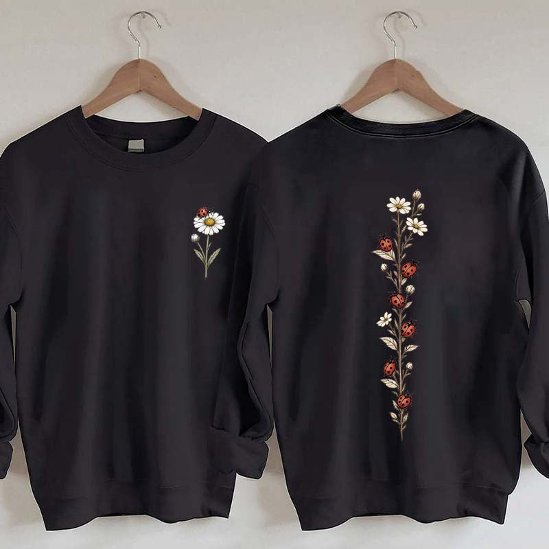 Vintage Ladybug Floral Sweatshirt
