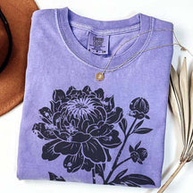 Vintage Linocut Flower Peonies T-Shirt