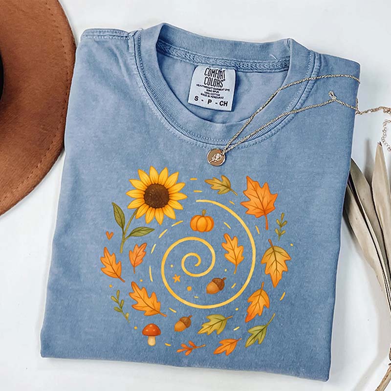 Spiral Sunflower Pumpkin Fall T-Shirt