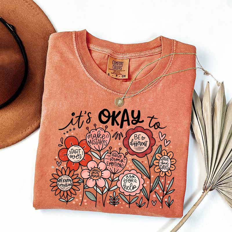 It's Okay Floral Mental Health T-Shirt