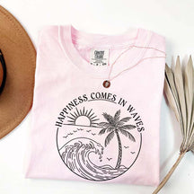 Happiness Comes In Waves Beach Trip T-Shirt