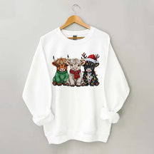 Rustic Highland Cows Christmas Sweatshirt