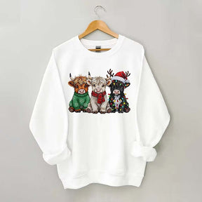 Rustic Highland Cows Christmas Sweatshirt