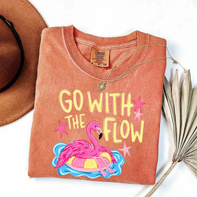 Go With The Flow Flamingo Graphic T-Shirt