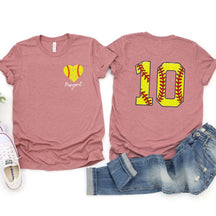 Custom Number And Name Softball Heart T-Shirt
