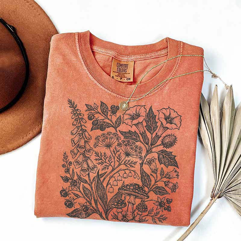 Retro Poisonous Plants Dark Academia Botanical T-Shirt