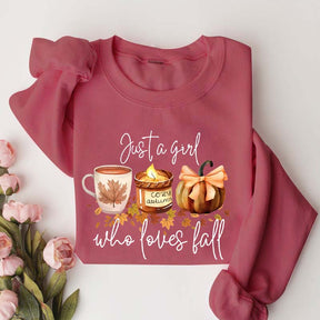 Just A Girl Who Loves Fall Football Coffee Sweatshirt
