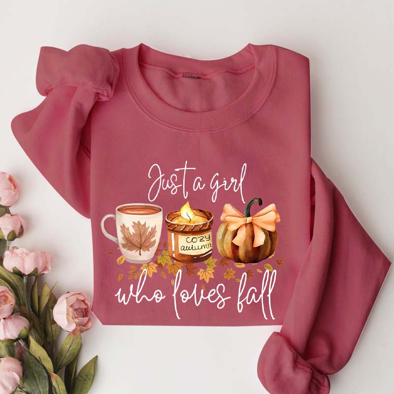 Just A Girl Who Loves Fall Football Coffee Sweatshirt