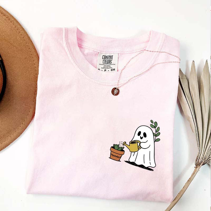 Halloween Pocket Ghost Plant T-Shirt