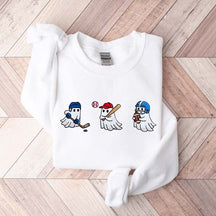 Printed Halloween Ghost Hockey Baseball Football Sweatshirt