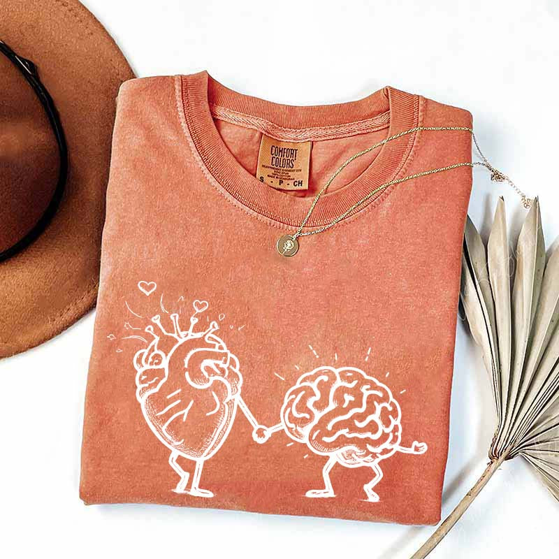 Mental Health Awareness Brain Heart T-Shirt