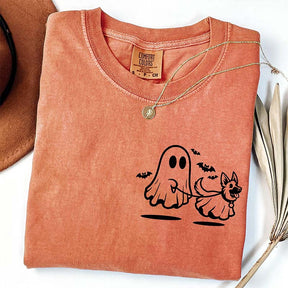 Ghost Dog And Bat Halloween T-Shirt