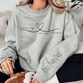 Personalized Mom Heart On My Sleeve Sweatshirt