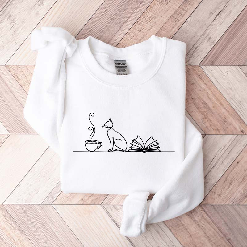 Coffee Cats And Books Lover Sweatshirt