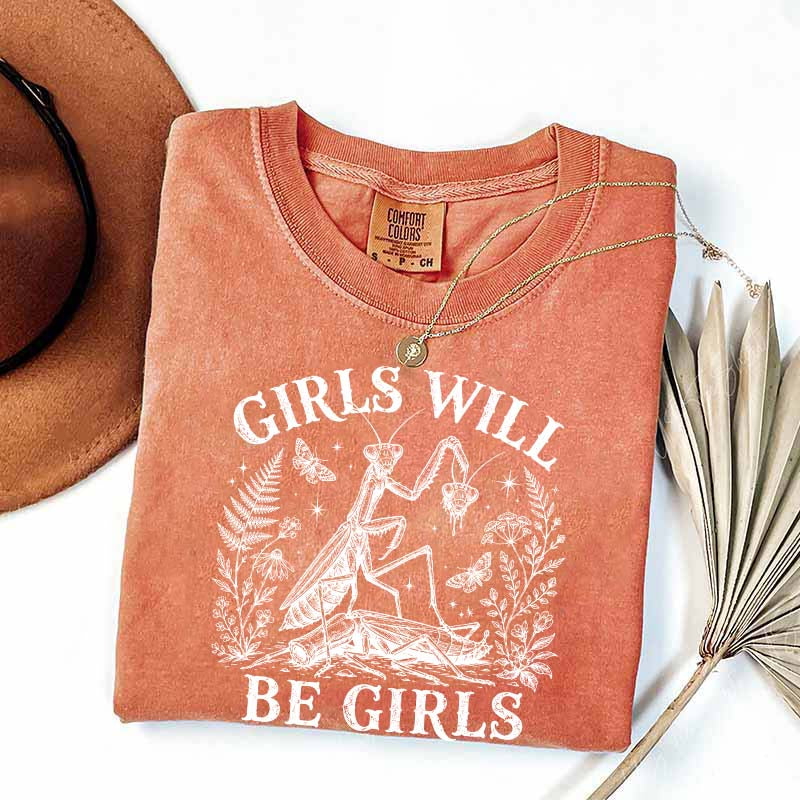 Girls Will Be Girls Praying Mantis Botanical T-Shirt