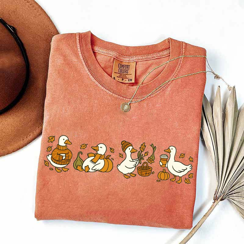 Fall Goose Vibes Autumn Coffee Pumpkin T-Shirt