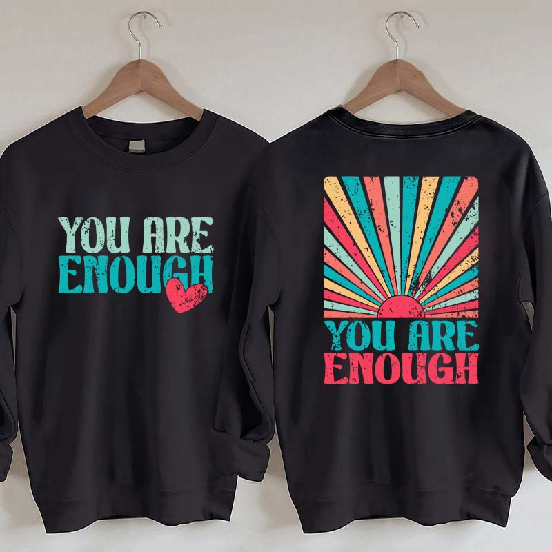 You Are Enough Vintage Retro Rainbow Sweatshirt