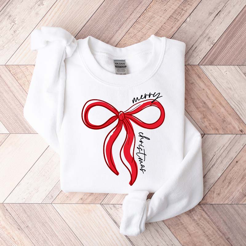 Merry Christmas Bow Winter Sweatshirt