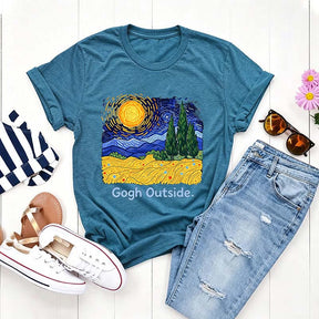 Gogh Outside Starry Night Nature Lover T-Shirt