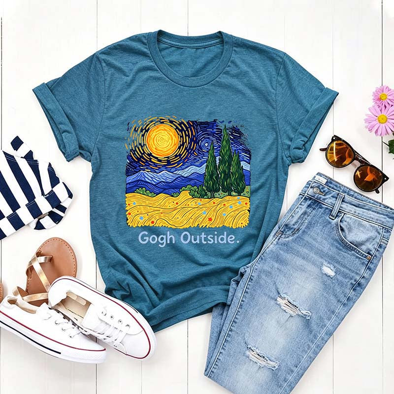 Gogh Outside Starry Night Nature Lover T-Shirt