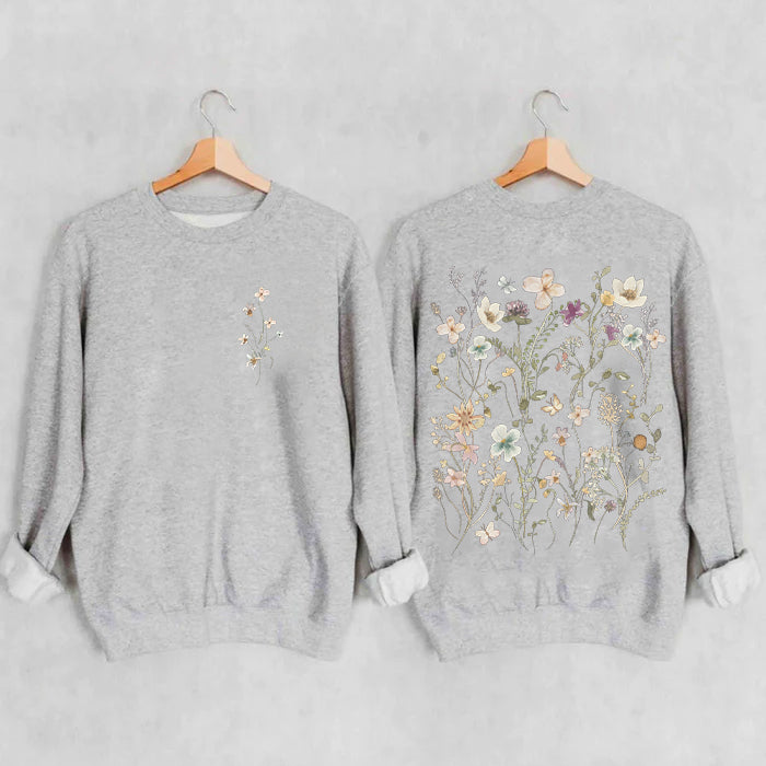 Vintage Sweatshirt mit gepressten Blumen